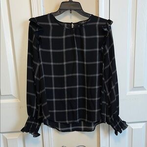 Women's Black Plaid Top